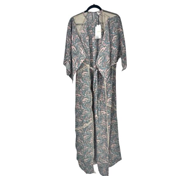 Zadig & Voltaire Silk Lace Blend Chain Print Maxi Dress Long Sleeves Size L NWT - Picture 6 of 12